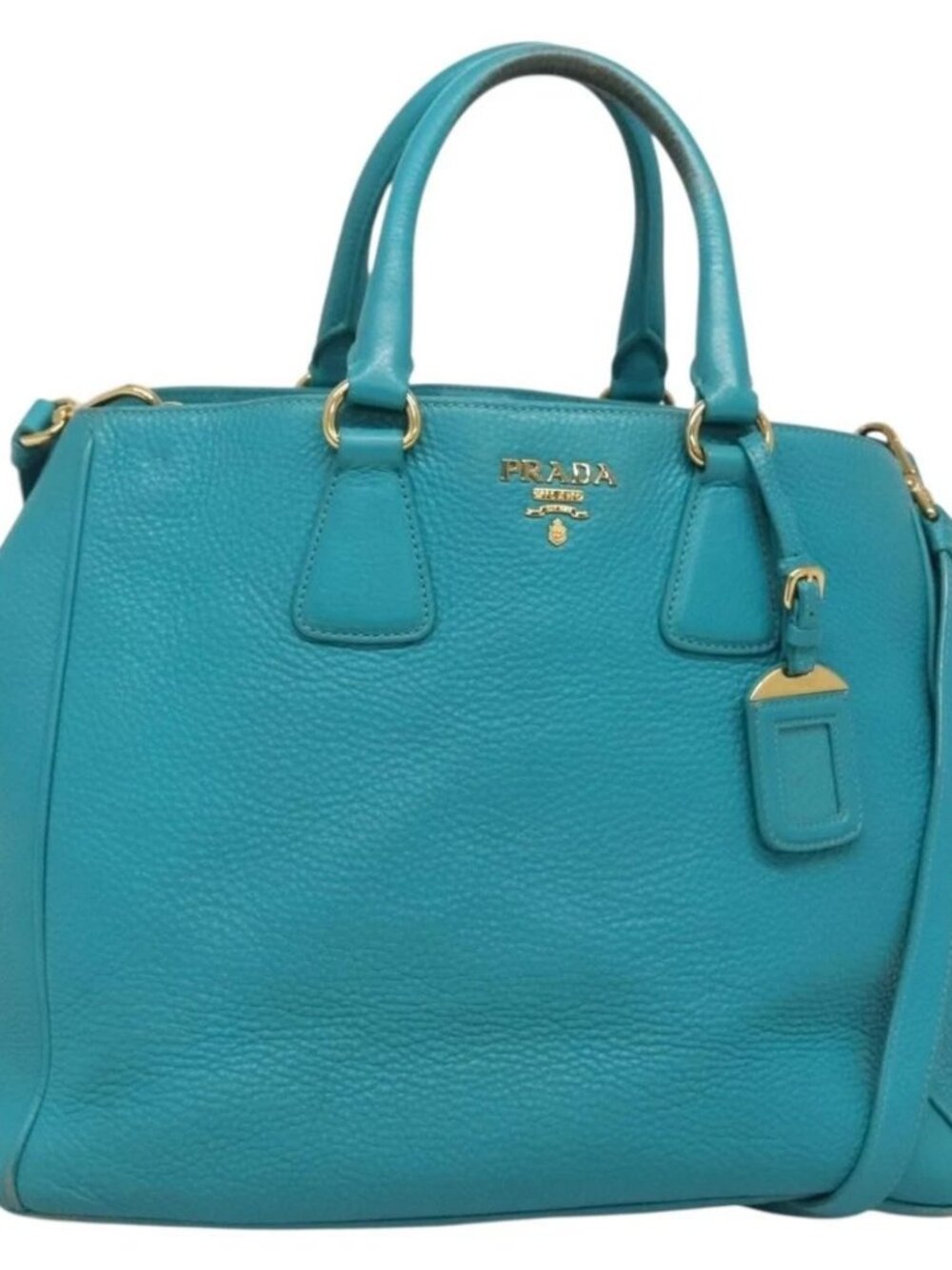 PRADA Hand Bag Leather 2way Green Gold Auth 139193 - Picture 1 of 15